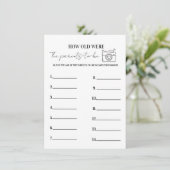 Hoe oud was de ouder-be Baby shower spel Kaart (Staand voorkant)