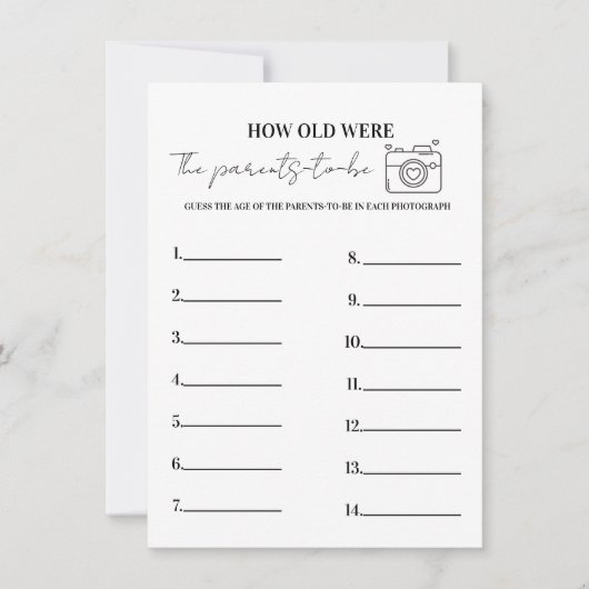 Hoe oud was de ouder-be Baby shower spel Kaart (Voorkant)