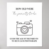 Hoe oud was de ouder-to-be Baby shower spelkaart Poster (Voorkant)