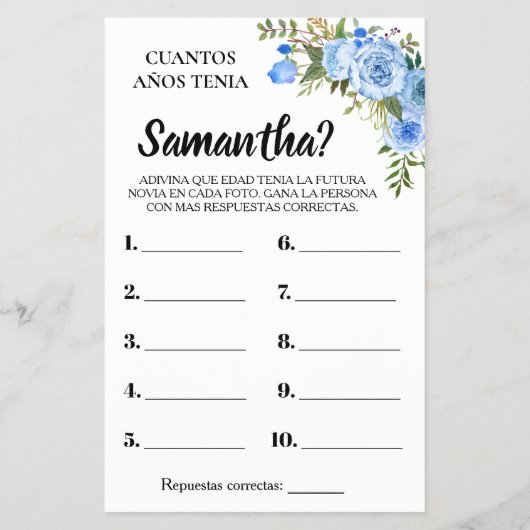 Hoe oud was haar tweetalige spelkaart? flyer (Achterkant)