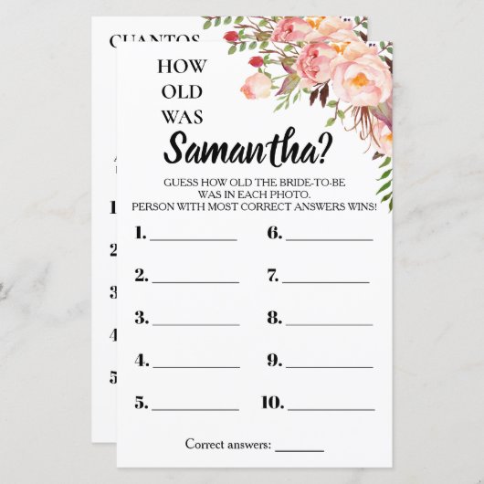 Hoe oud was haar vrijgezellenfeest engels spaans s (Voorkant / Achterkant)