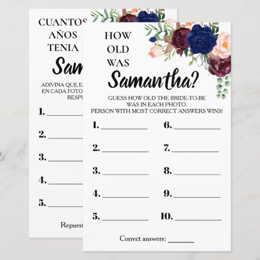 Hoe oud was haar vrijgezellenfeest engels spaans s (Voorkant / Achterkant)