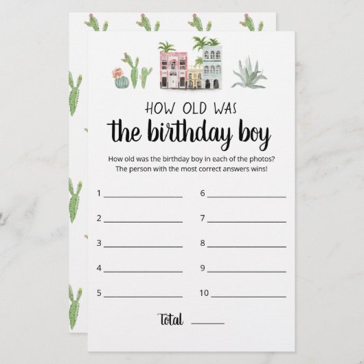 Hoe oud was het 'Birthday Boy'-spel (Voorkant / Achterkant)