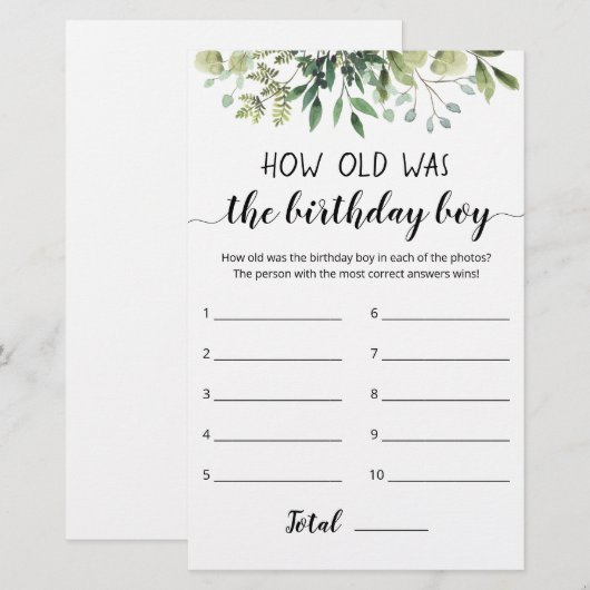 Hoe oud was het 'Birthday Boy'-spel (Voorkant / Achterkant)