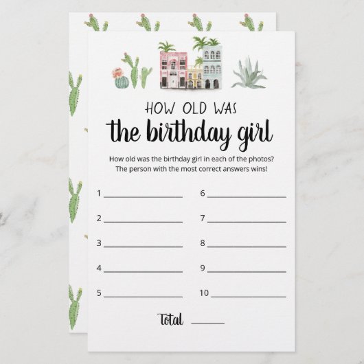 Hoe oud was het 'Birthday Girl game'? (Voorkant / Achterkant)