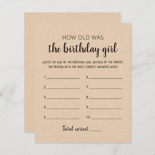 Hoe oud was het Birthday girl op Birthday Party? (Voorkant / Achterkant)