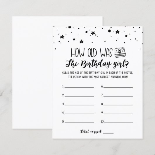 Hoe oud was het Birthday girl op Birthday Party? (Voorkant / Achterkant)
