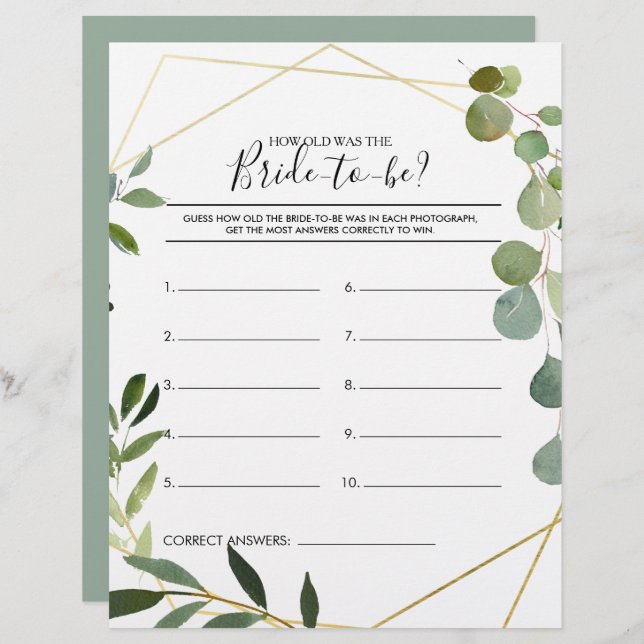 Hoe oud was het 'Bride-to-be' Vrijgezellenfeest sp (Voorkant / Achterkant)