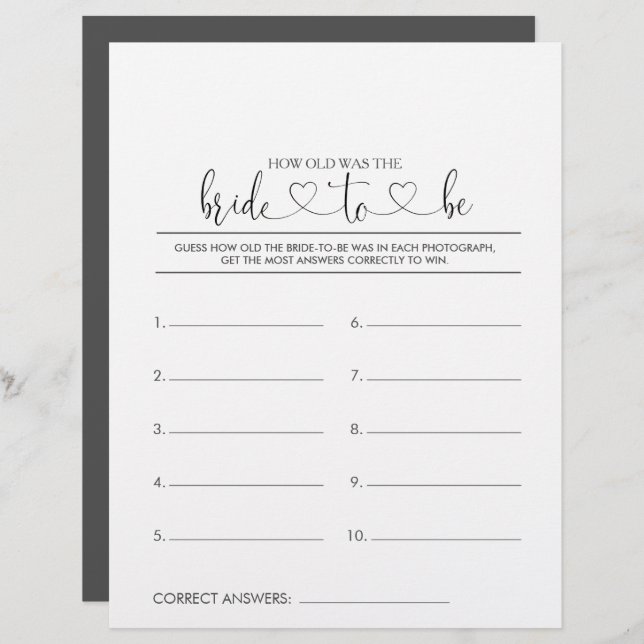 Hoe oud was het 'Bride-to-be' Vrijgezellenfeest sp (Voorkant / Achterkant)