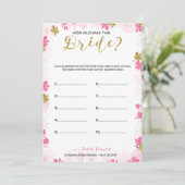 Hoe oud was het Bride Vrijgezellenfeest Game Kaart (Staand voorkant)