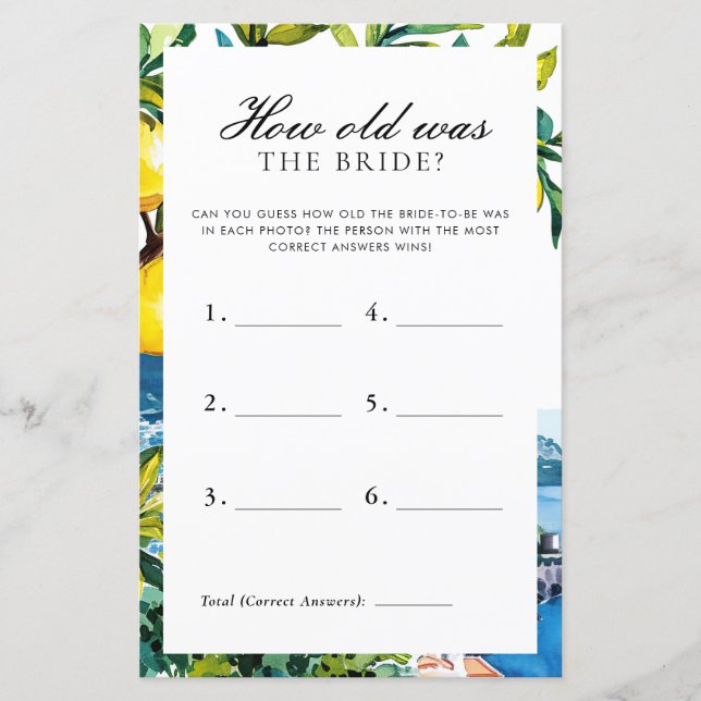 Hoe oud was het bruid Amalfi Vrijgezellenfeest spe (Voorkant)