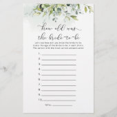 Hoe oud was het bruid-tot-zijn spel? (Voorkant)