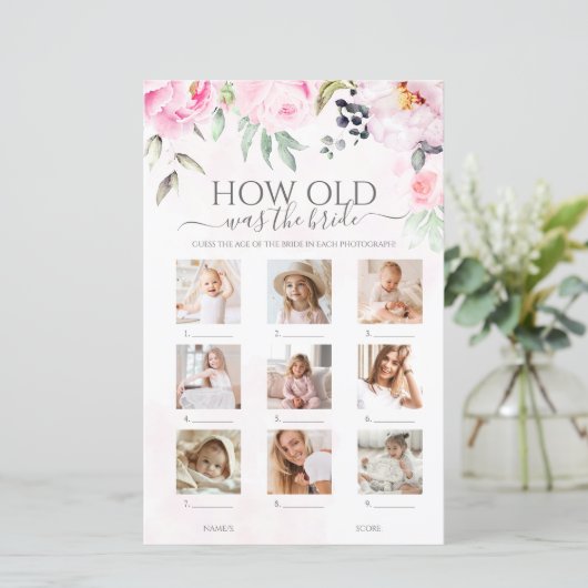 Hoe oud was het bruid Vrijgezellenfeest spel (Staand voorkant)