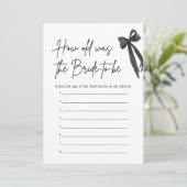 Hoe oud was het bruid Vrijgezellenfeest spel Kaart (Staand voorkant)