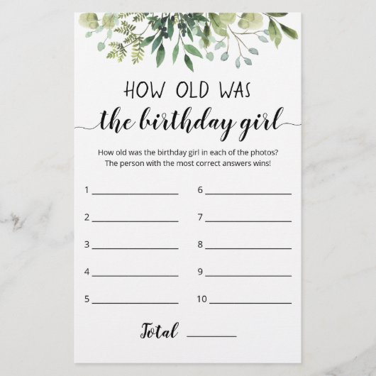 Hoe oud was het meisje van de geboorte? (Voorkant)