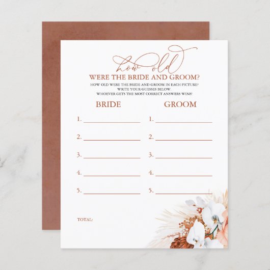 Hoe oud was het spel van de BRIDE en de GROOM? (Voorkant / Achterkant)