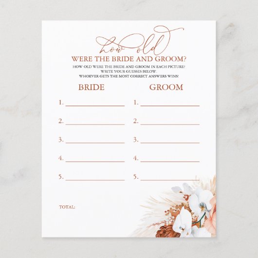 Hoe oud was het spel van de BRIDE en de GROOM? (Voorkant)