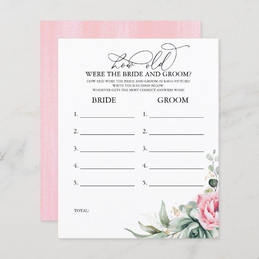 Hoe oud was het spel van de BRIDE en de GROOM? (Voorkant / Achterkant)