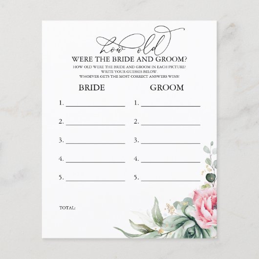 Hoe oud was het spel van de BRIDE en de GROOM? (Voorkant)