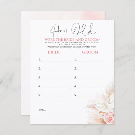 Hoe oud was het spel van de BRIDE en de GROOM? (Voorkant / Achterkant)
