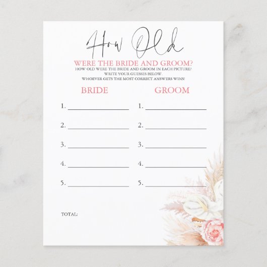 Hoe oud was het spel van de BRIDE en de GROOM? (Voorkant)