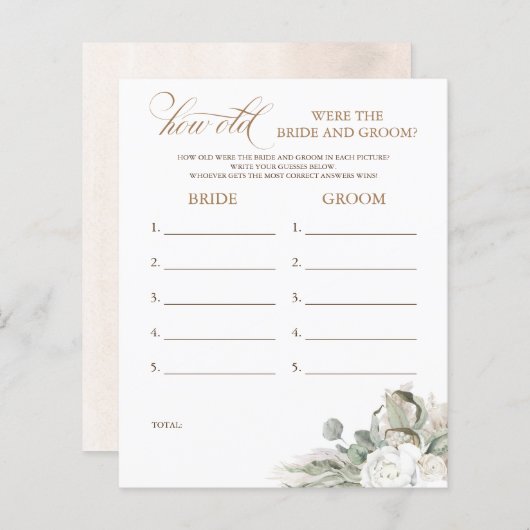 Hoe oud was het spel van de BRIDE en de GROOM? (Voorkant / Achterkant)