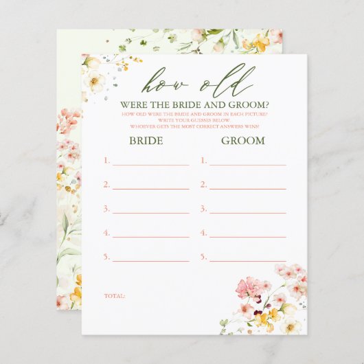 Hoe oud was het spel van de BRIDE en de GROOM? (Voorkant / Achterkant)