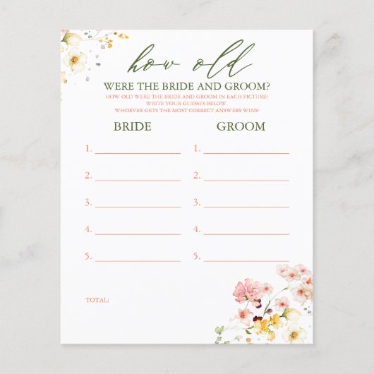 Hoe oud was het spel van de BRIDE en de GROOM? (Voorkant)