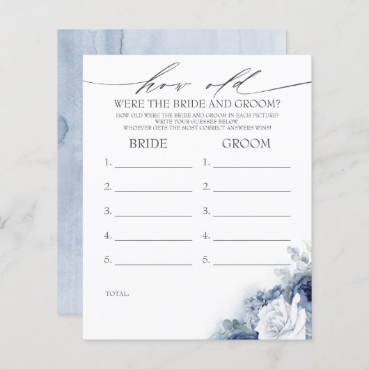 Hoe oud was het spel van de BRIDE en de GROOM? (Voorkant / Achterkant)