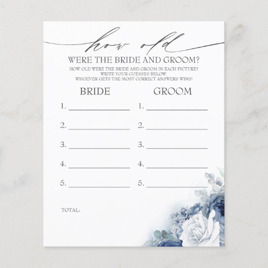 Hoe oud was het spel van de BRIDE en de GROOM? (Voorkant)