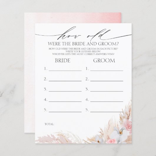 Hoe oud was het spel van de BRIDE en de GROOM? (Voorkant / Achterkant)