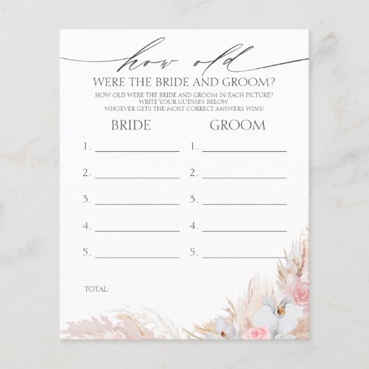 Hoe oud was het spel van de BRIDE en de GROOM? (Voorkant)