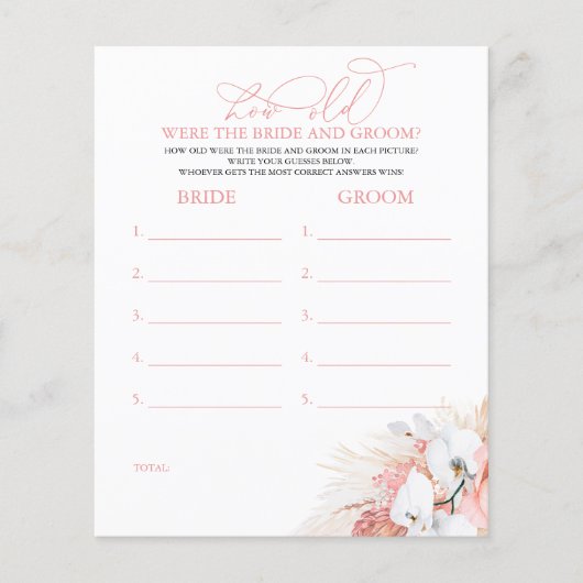 Hoe oud was het spel van de BRIDE en de GROOM? (Voorkant)