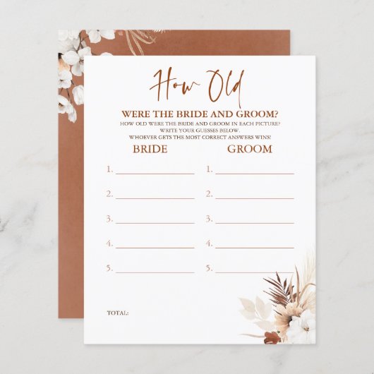 Hoe oud was het spel van de BRIDE en de GROOM? (Voorkant / Achterkant)