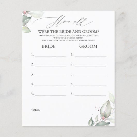Hoe oud was het spel van de BRIDE en de GROOM? (Voorkant)
