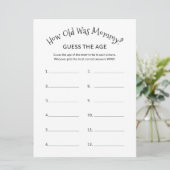 Hoe oud was mama minimalistisch Baby shower spel Kaart (Staand voorkant)