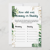 Hoe oud was mama of papa Safari Baby shower Game Kaart (Voorkant)