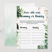 Hoe oud was mama of papa Safari Baby shower Game Kaart (Voorkant / Achterkant)