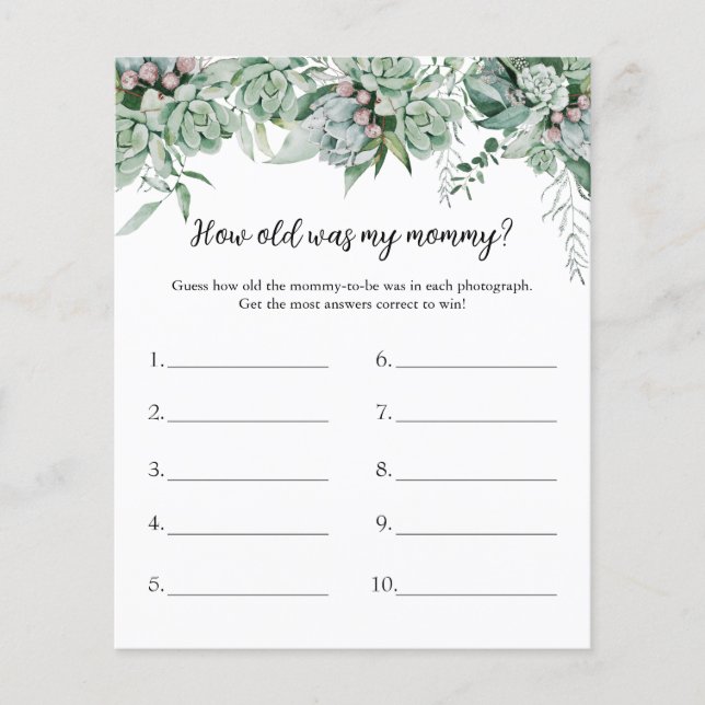 Hoe oud was mijn Baby shower-spel? (Voorkant)