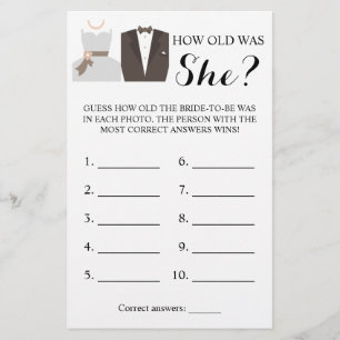 Hoe oud was ze? Bride- en Groom-spelkaart Flyer