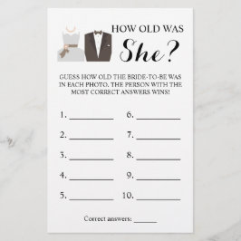 Hoe oud was ze? Bride- en Groom-spelkaart Flyer