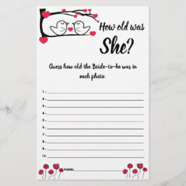 Hoe oud was ze? Game Card Love Bird Flyer