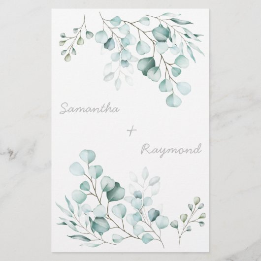 Hoe oud was ze? Greenery Eucalyptus Game Card Flyer (Achterkant)