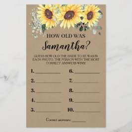 Hoe oud was ze groenbloeiende zonnebloemen spelkaa flyer