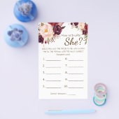 Hoe oud was ze? Marsala Flowers Game Card Flyer (Enkel)