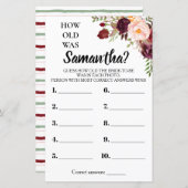 Hoe oud was ze Marsala Flowers Vrijgezellenfeest G (Voorkant / Achterkant)