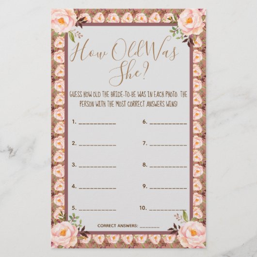 Hoe oud was ze? Roze Lijst Kaart (Voorkant)