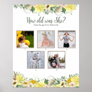Hoe oud was ze? Shower Game Poster met foto's