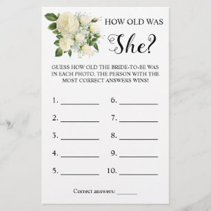 Hoe oud was ze? White Rose spelkaart Flyer