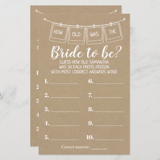 Hoe oud was ze? Ze doukte tweetalig spel (Voorkant / Achterkant)